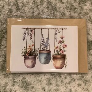 Hanging Pots of Flowers Note Cards Variety Set of 6 NWT Handcrafted